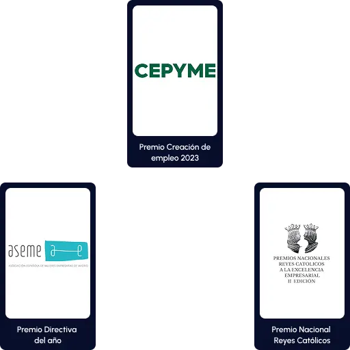 Imagen que muestra una selección de premios corporativos simbolizando los logros y la reputación de Aslam.